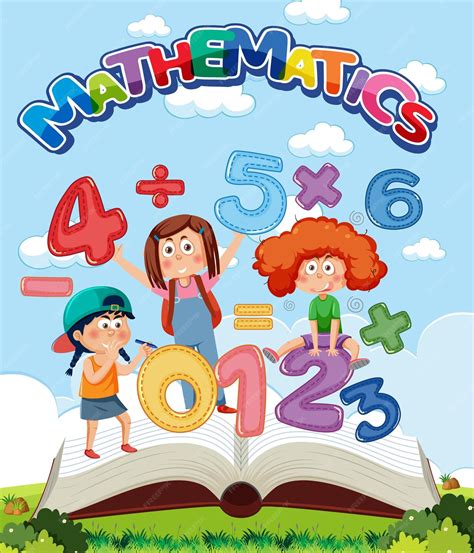 Personaje De Dibujos Animados Para Niños Con Tema De Matemáticas Y Números Vector Premium