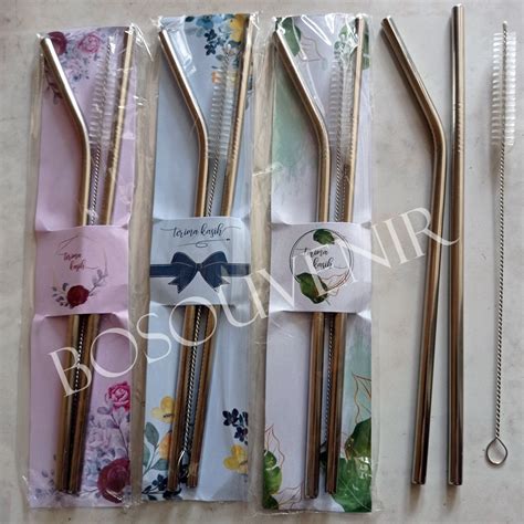 Jual Souvenir 1set Sedotan Stainless Kemas Plastik Shopee Indonesia