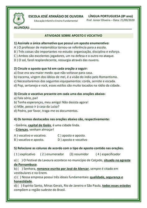 Aposto Exercicios Ano Librain