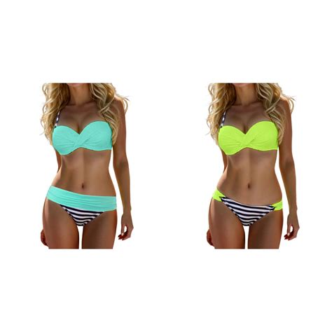 Pack New Women High Waisted Bikini Plus Swim Suity Push Up Two Leopard Bathing Suits