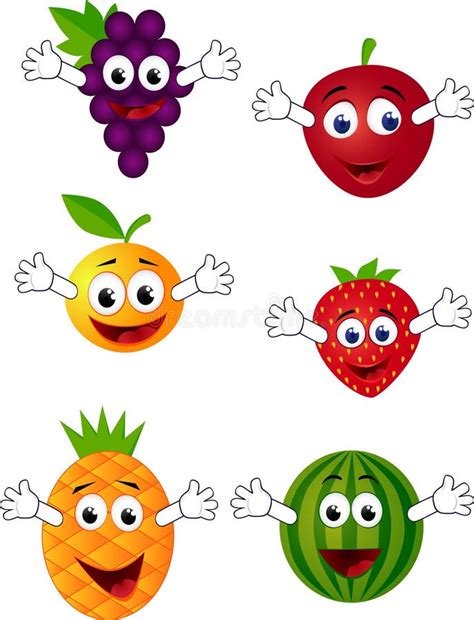 Set Of Colourful Fruit Character Mascots Stock Vector Illustration Of