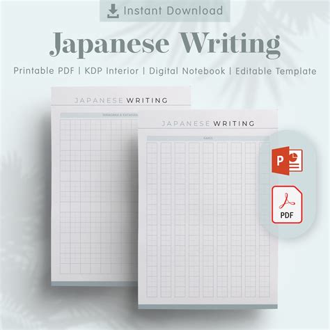 Japanese Writing Practice Printable Template KDP Interiors Editable ...