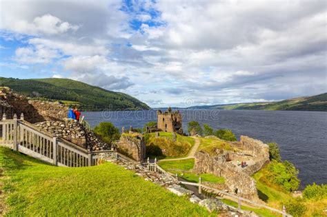 Ruins of Urquhart Castle Along Loch Ness, Scotland Editorial Stock ...