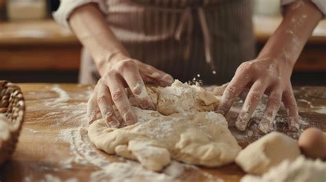 Premium Photo A Person Is Kneading Dough On Top Of A Wooden Table