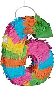 Relaxdays Mini Pinata Zahl 6 Regenbogenpinata Geburtstag HBT 20 5 X