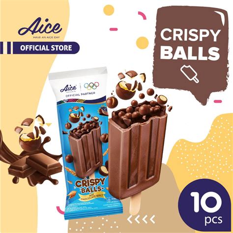 jual aice ice cream crispy balls es krim chocolate isi bola bola crispy
