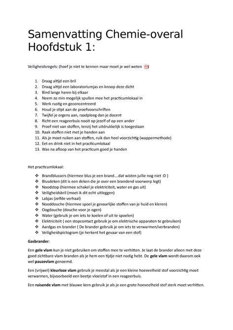 Samenvatting Chemie Samenvatting Chemie Overal Hoofdstuk 1