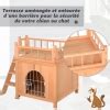 PawHut Maison Niche Villa pour Chat Chien Intérieure 2 Étages Escalier