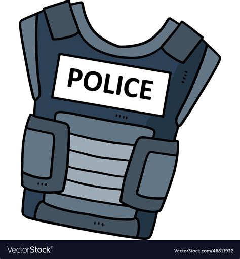 Police bulletproof vest cartoon colored clipart Vector Image