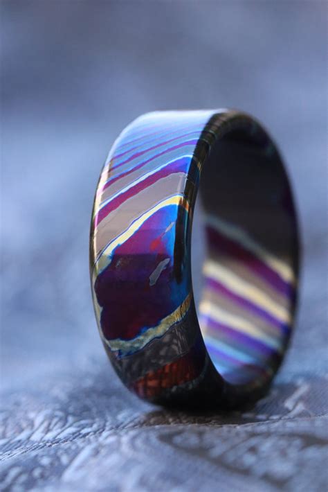 Zirconium Titanium damascus rings, dark-ti and zircuti, ZrTi – JBlunt ...