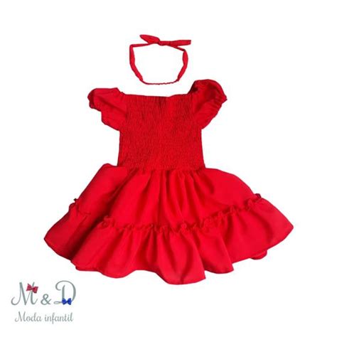 Vestido Infantil Lastex Manga Bufante M D Moda Infantil Vestido