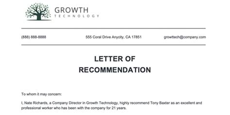 Letter Of Recommendation Template Formidable Forms