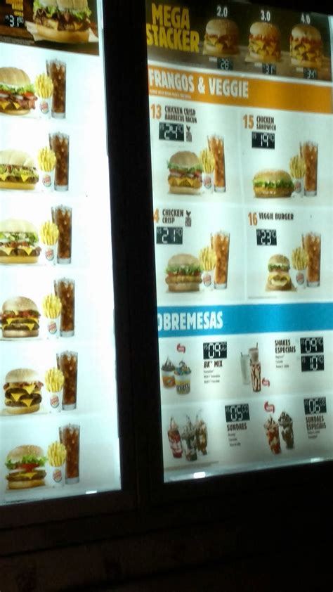 Menu at Burger King fast food, Salvador, Av. Antônio Carlos Magalhães