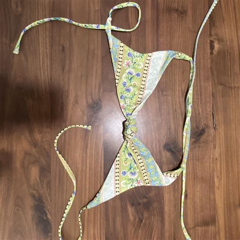 Floral Green Bikini Strappy Floral Print Bikini Depop