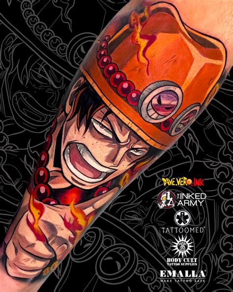 Portgas D Ace Tattoo By Dave Vero Ink One Piece Tattoos Ace Tattoo