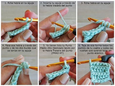 Teje punto elástico a crochet con punto medio alto deslizado Tejamos