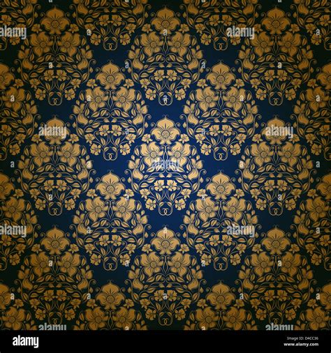 Royal Blue Damask Wallpaper