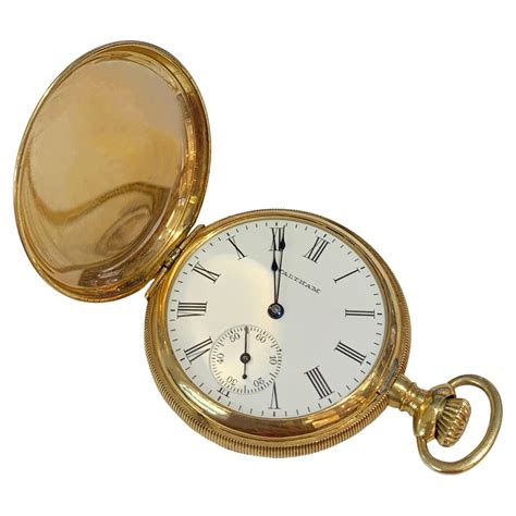 American Waltham Watch Co Antique Yellow Gold Pocket Watch For Sale At