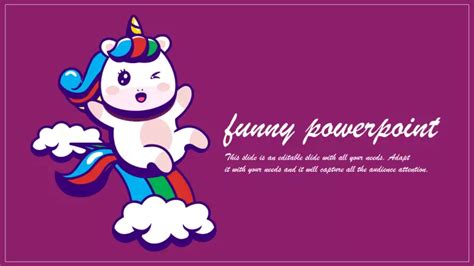 Funny PowerPoint PPT Template With Cute Unicorn Ppt Template, Templates ...