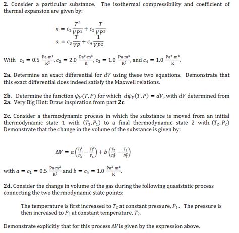 Solved 2 Consider A Particular Substance The Isothermal Chegg