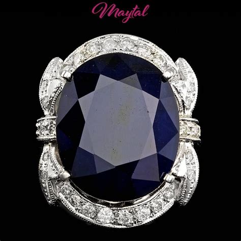 15000 Certified 14k White Gold 2400ct Sapphire 080ct Diamond Ring