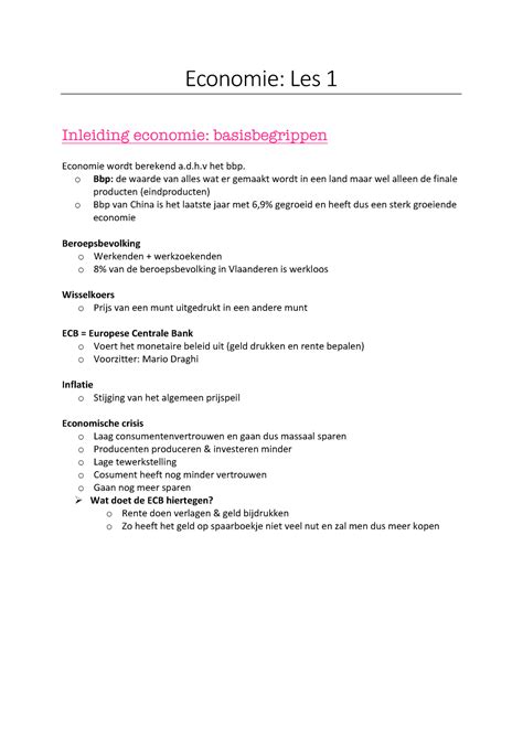 Economie Eerste Les Basis Begrippen Economie Les Inleiding Economie