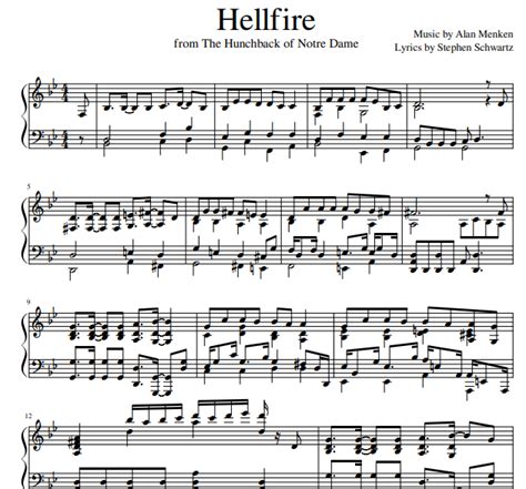 The Hunchback of Notre Dame - Hellfire Free Sheet Music PDF for Piano | The Piano Notes