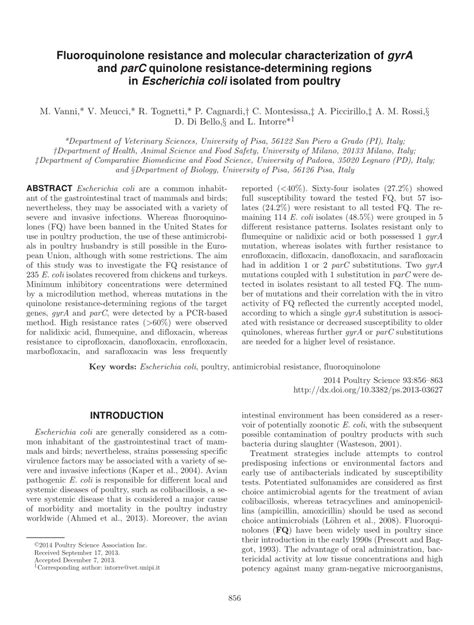 PDF Fluoroquinolone Resistance And Molecular Characterization Of GyrA