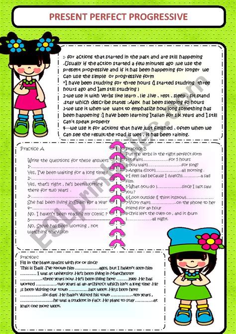 Present Perfect Progressive Esl Worksheet By Youssif 2010