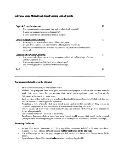Individual Brand Social Media Report - Digital Marketing - Individual