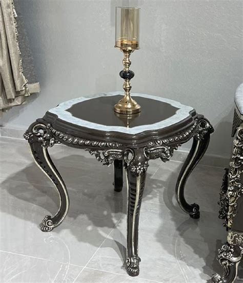 Casa Padrino Luxury Baroque Side Table Black White Silver