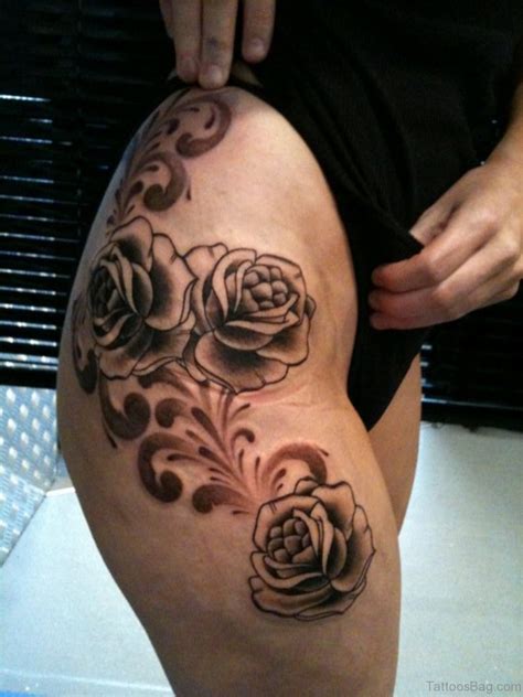 74 Superb Rose Tattoos On Thigh