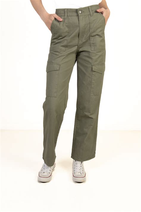 Olive Cargo Twill Pants