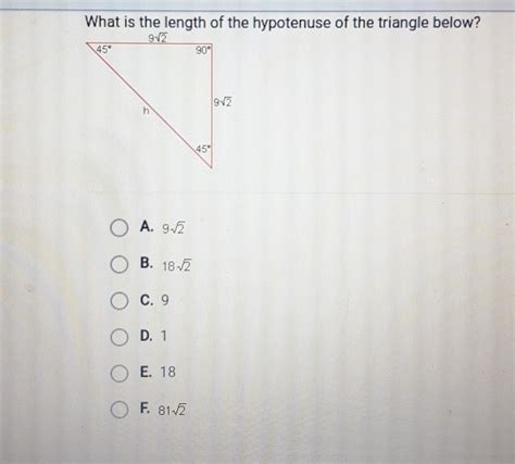 What Is The Length Of The Hypotenuse Of The Triangle Below