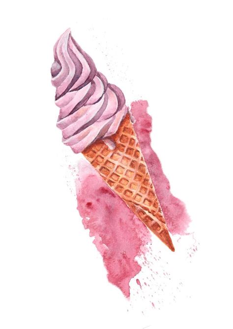 Berry Ice Cream Watercolor Illustration Stock Illustration Illustration Of Tasty Isolated