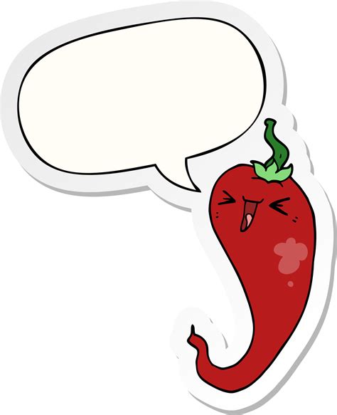 Cartoon Hot Chili Pepper And Speech Bubble Sticker PNG