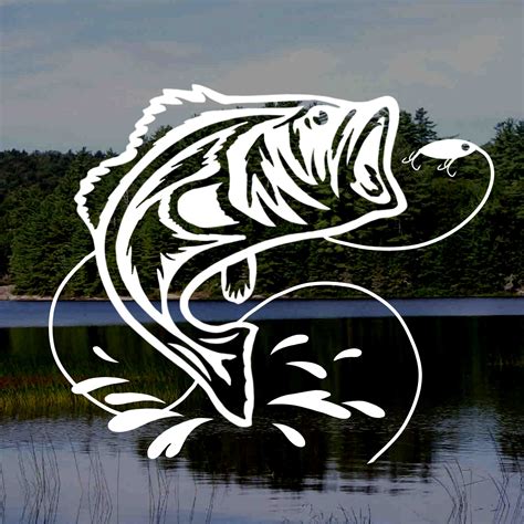 Bass Fishing Decal Sticker. Largemouth Bass Car Window Sticker. Jumping ...