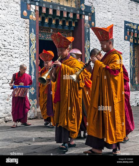 Monk Ritual In Trashigang Dzong Bhutan Stock Photo Alamy