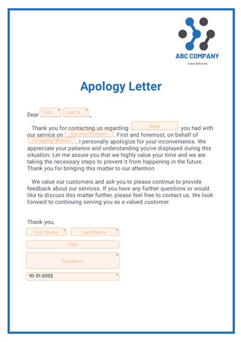 Apology Letter Sign Templates Jotform