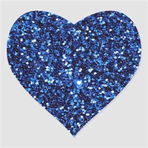 Blue Glitter Heart Sticker Blue Glitter Shimmer Sparkle Glittery