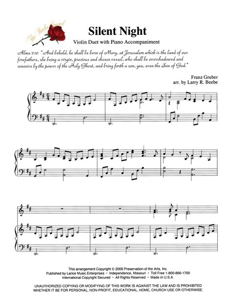 Christmas Violin Sheet Music Silent Night