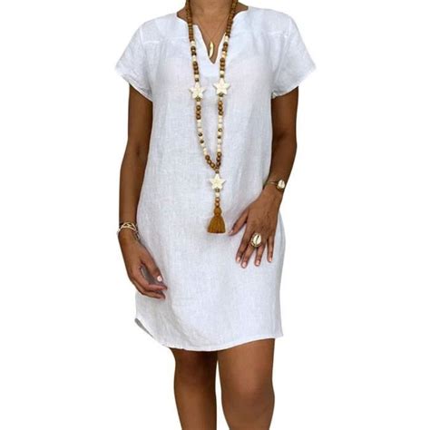 Minetom Robe T Femme Robe De Plage R Tro Robes Col V Lin Robes Au