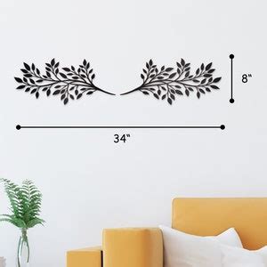 Vivegate Scroll Olive Branch Leaf Metal Wall Decor X Black Art