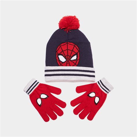 Ensemble Bonnet Et Gants Spider Man Bleu Marine Gar On La Halle