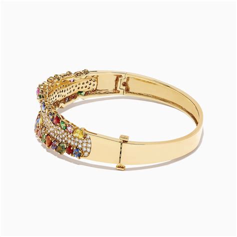 Effy Watercolors 14k Yellow Gold Multi Sapphire And Diamond Bangle 9 97