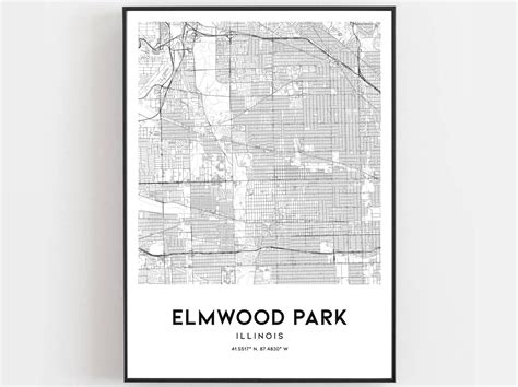 Elmwood Park Map Print Elmwood Park Map Poster Wall Art Il | Etsy