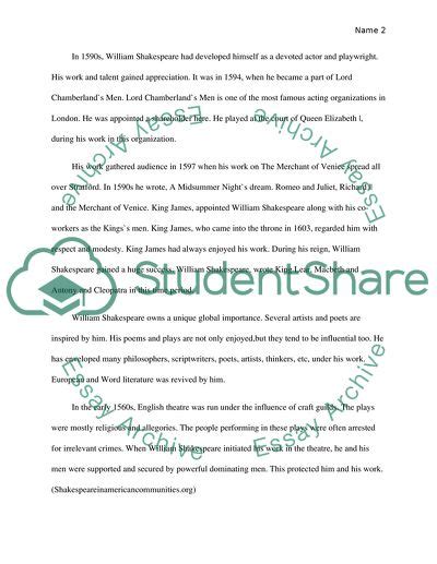 Biography On William Shakespeare Essay Example Topics And Well