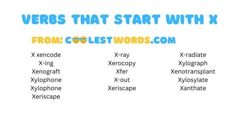 Verbs That Start With X