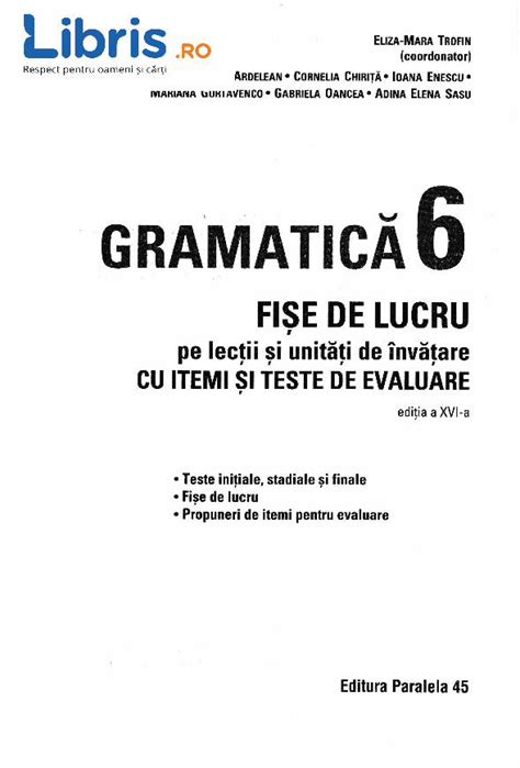 PDF Gramatica Clasa 6 Fise De Lucru Cu Iteme Si Teste De