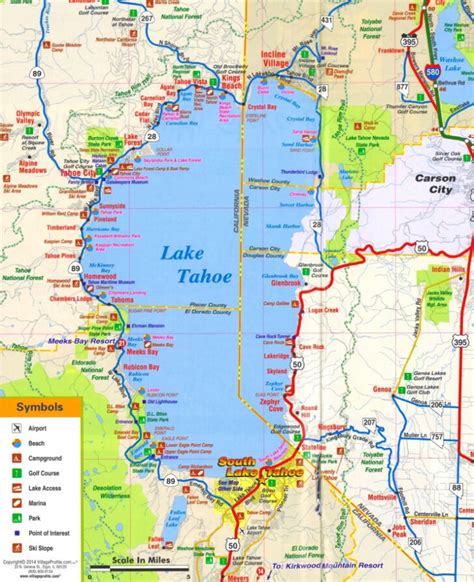 Lake Tahoe Tourist Attractions Map | Printable Map Of USA